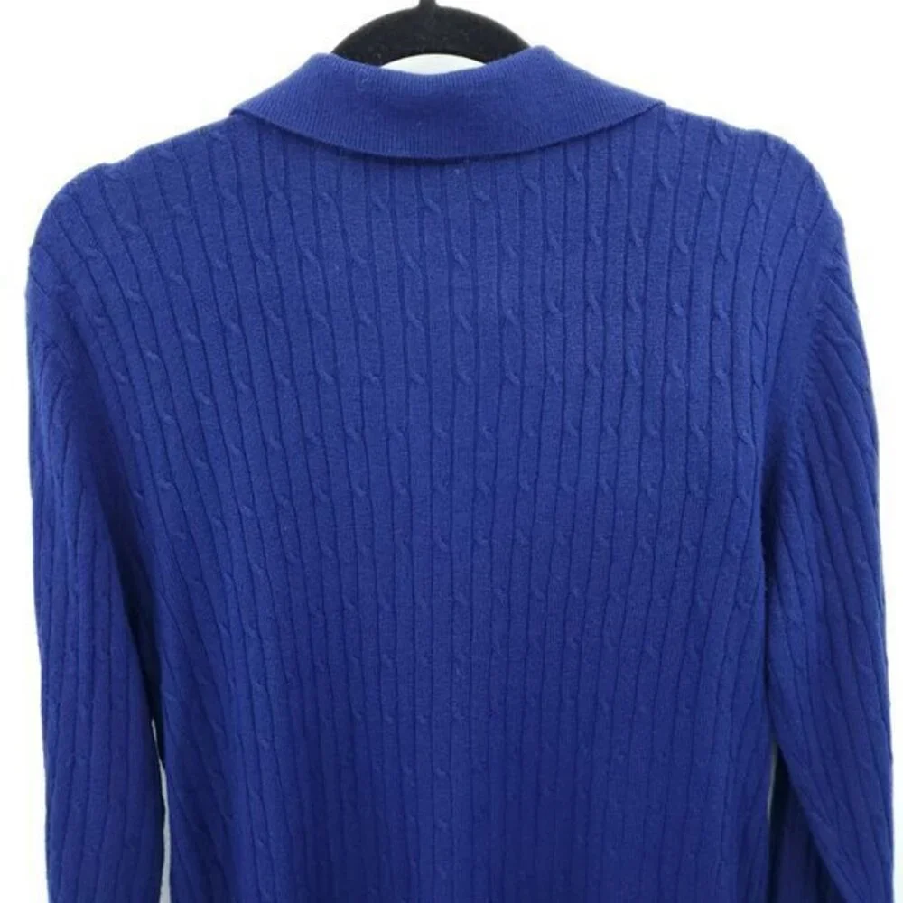 VTG 90s Matching Knit Polo Sweater/Pull On Full Length Straight Pants Set M Blue